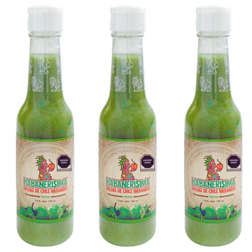 3 Pzas de Salsa De Chile Habanero Habanerísima Verde De 148 Ml