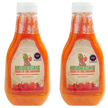 2 Pzas de Salsa De Chile Habanero Habanerísima Naranja De 250 Ml