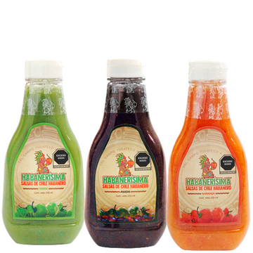 3 Pzas de Salsa De Chile Habanero Habanerísima Surtida De 250 Ml